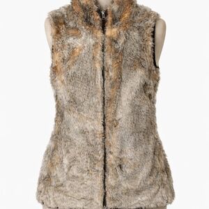GAP Reversible Faux Fur Vest Brown Cozy Western Cabin Womens Small